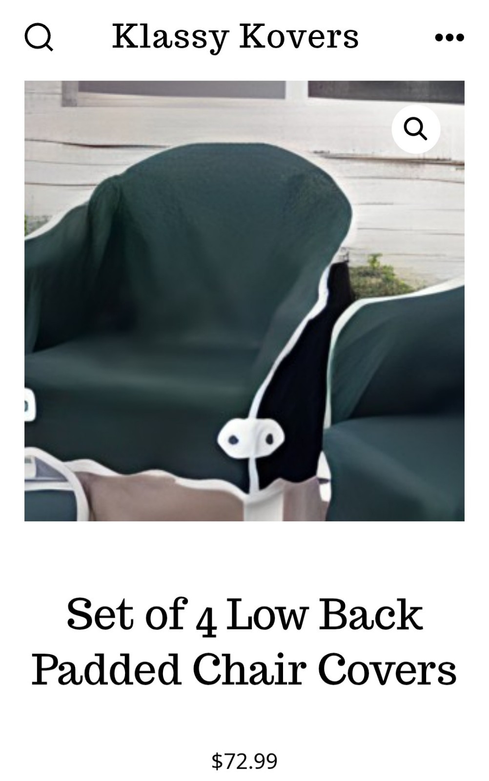 New Set Of 8 Klassy Kovers Low Back Padded Chair Green Covers, Color is Green.