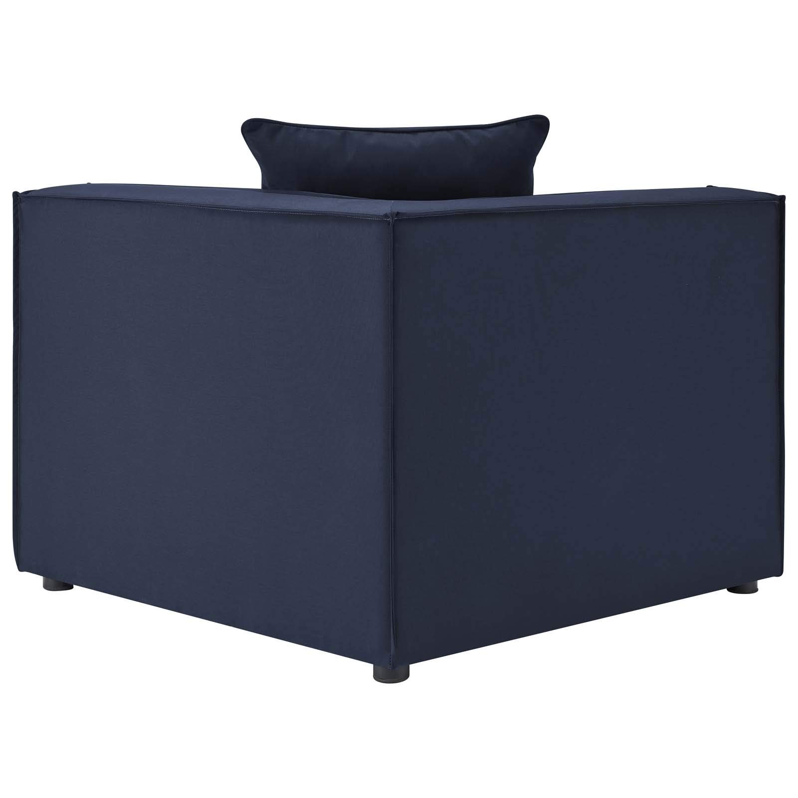 Modway Saybrook 8-Piece Patio Fabric Upholstered Sectional Sofa in Navy