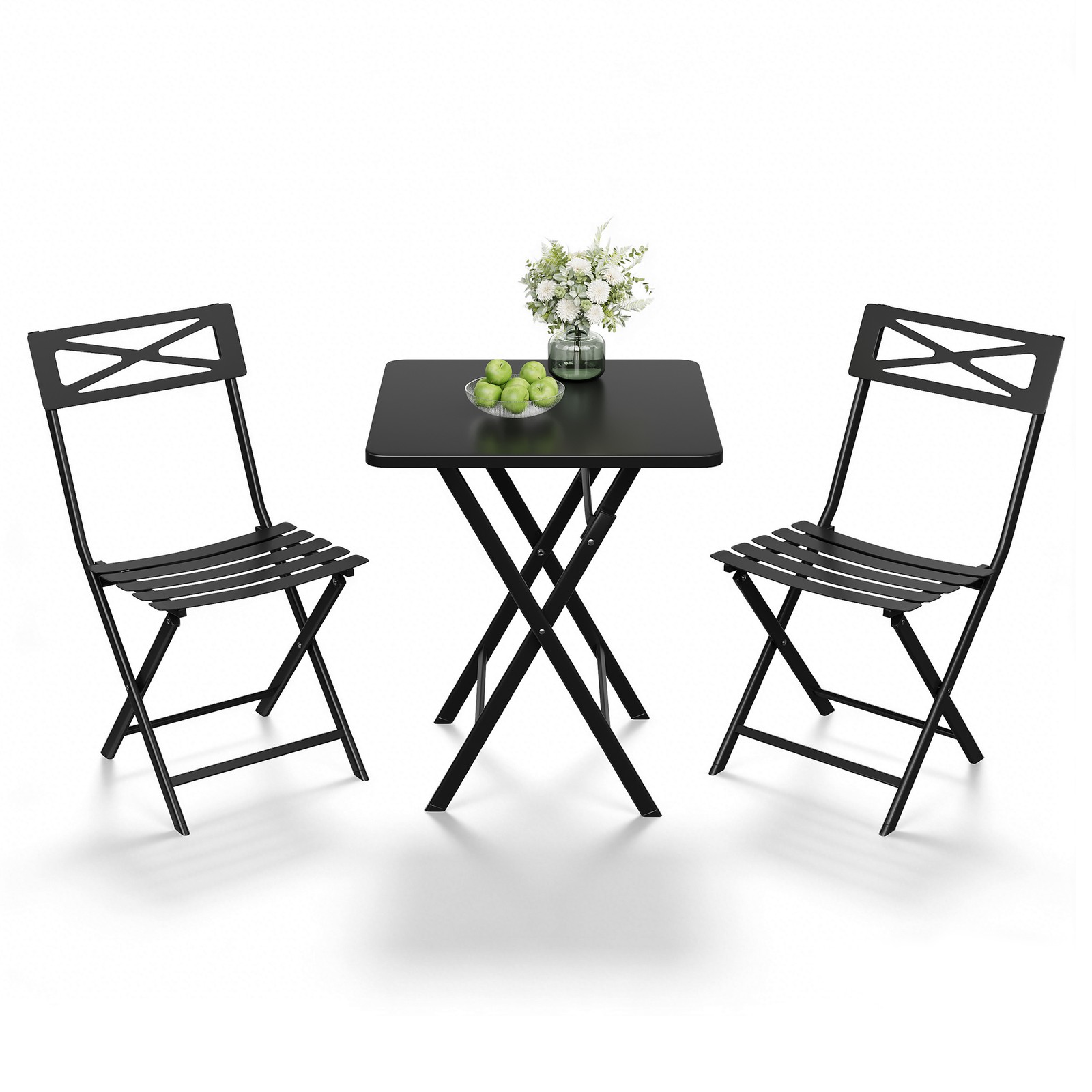 3-Piece Patio Bistro Set Folding Outdoor Portable Balcony & Garden Table 2 Chair