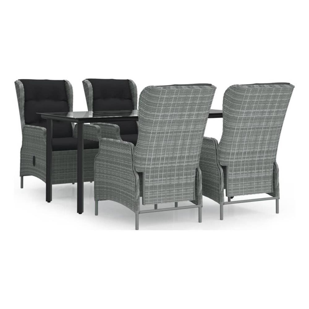 Bowery Hill Contemporary Garden Dining Set in Light Gray/Black