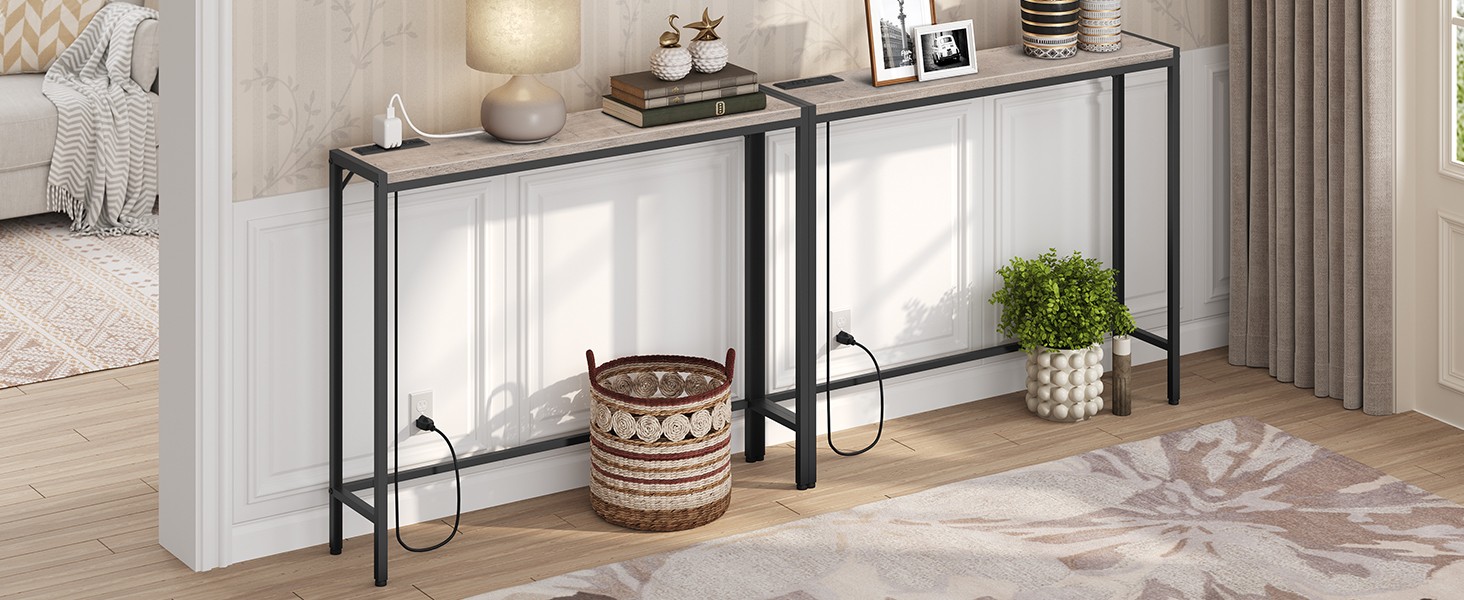 Console Table, Narrow Sofa Table Behind Couch, 43.3” Entrance