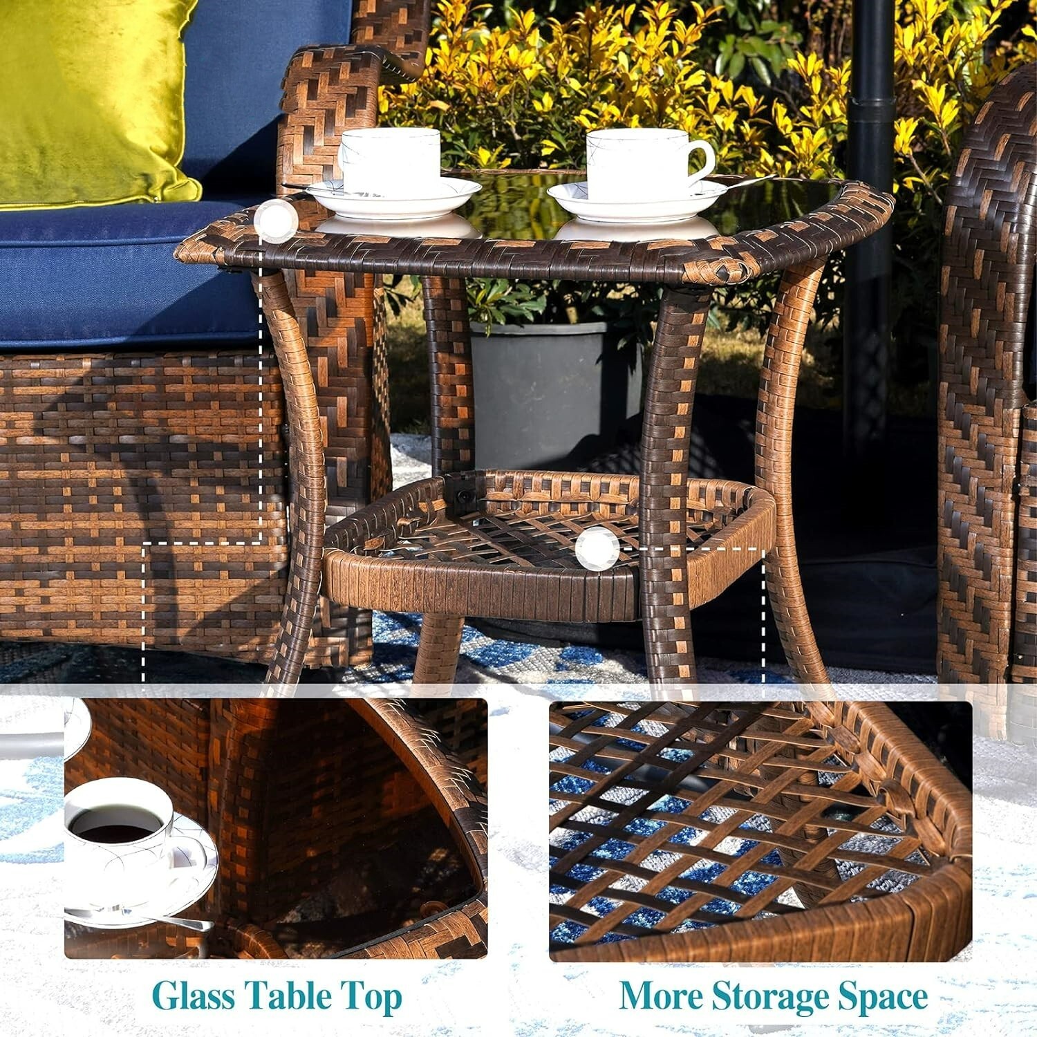 4 Piece Patio Furniture Set Outdoor Swivel Rocker Chairs with Gas Fire Pit Table