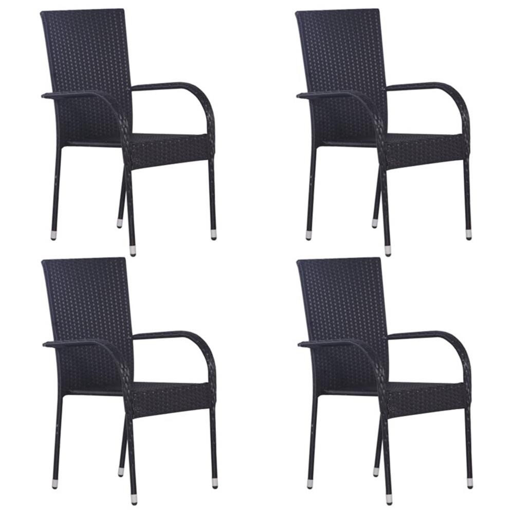 Bowery Hill Contemporary Powder-Coated Garden Dining Set in Black