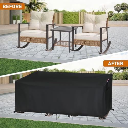 Patio Furniture Cover,Waterproof 3-in-1 Cover for 3 70″L X21″W X29″H black