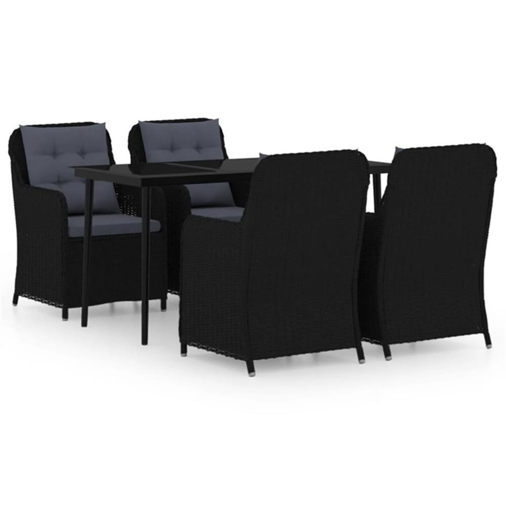 Bowery Hill Powder-Coated Steel 5 Piece Set Garden Dining Set in Black