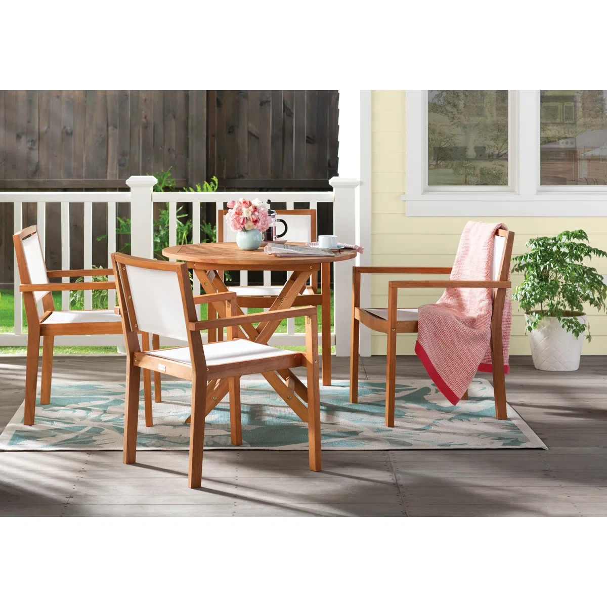 Patio Dining Set (5 pc) (Solid Wood) (Free Shipping)