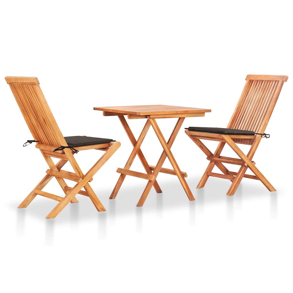 Patio Bistro Set 3 Piece Patio Folding Table and Chairs Solid Teak Wood vidaXL