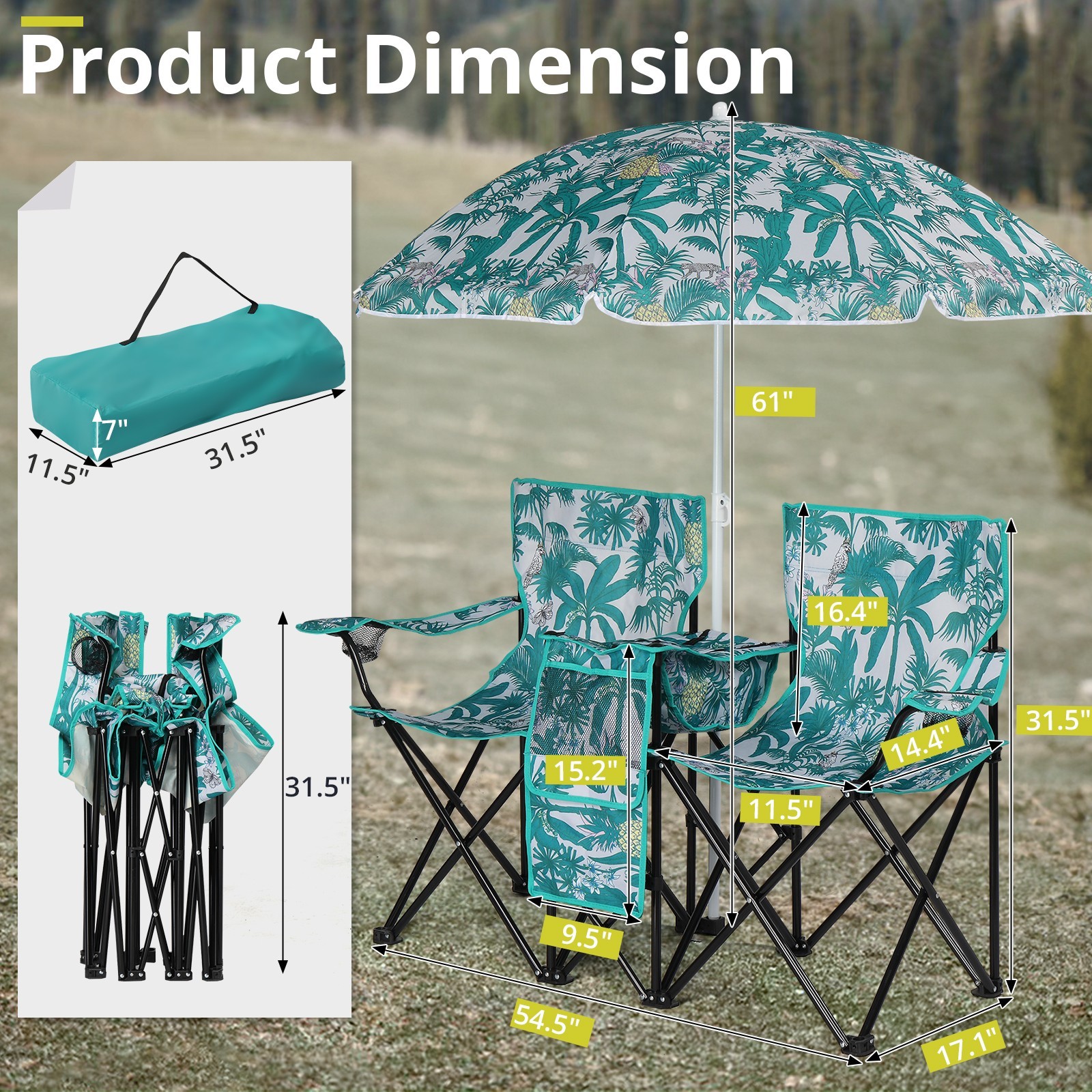 ❄️FREE SHIPPING!❄️2 Foldable Outdoor Chairs & Umbrellas 4 Camping or Tailgating!