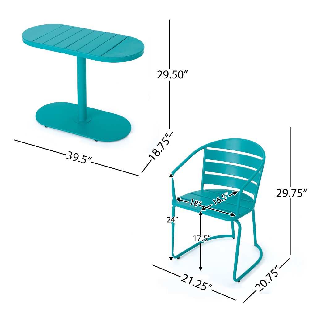 Bistro Set 3 Piece Outdoor Patio Furniture Dining Table and Chairs