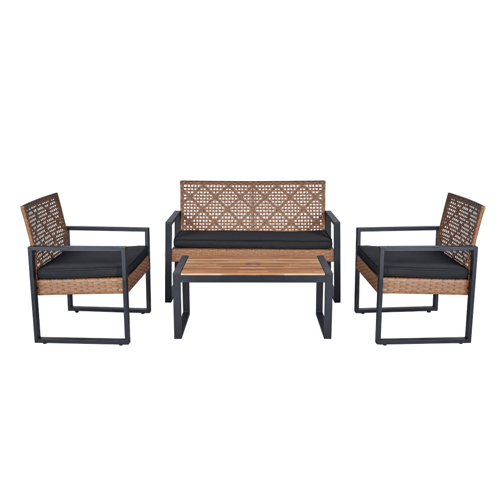 4-Piece Patio Furniture Set Sturdy Chairs and Natural Look Table