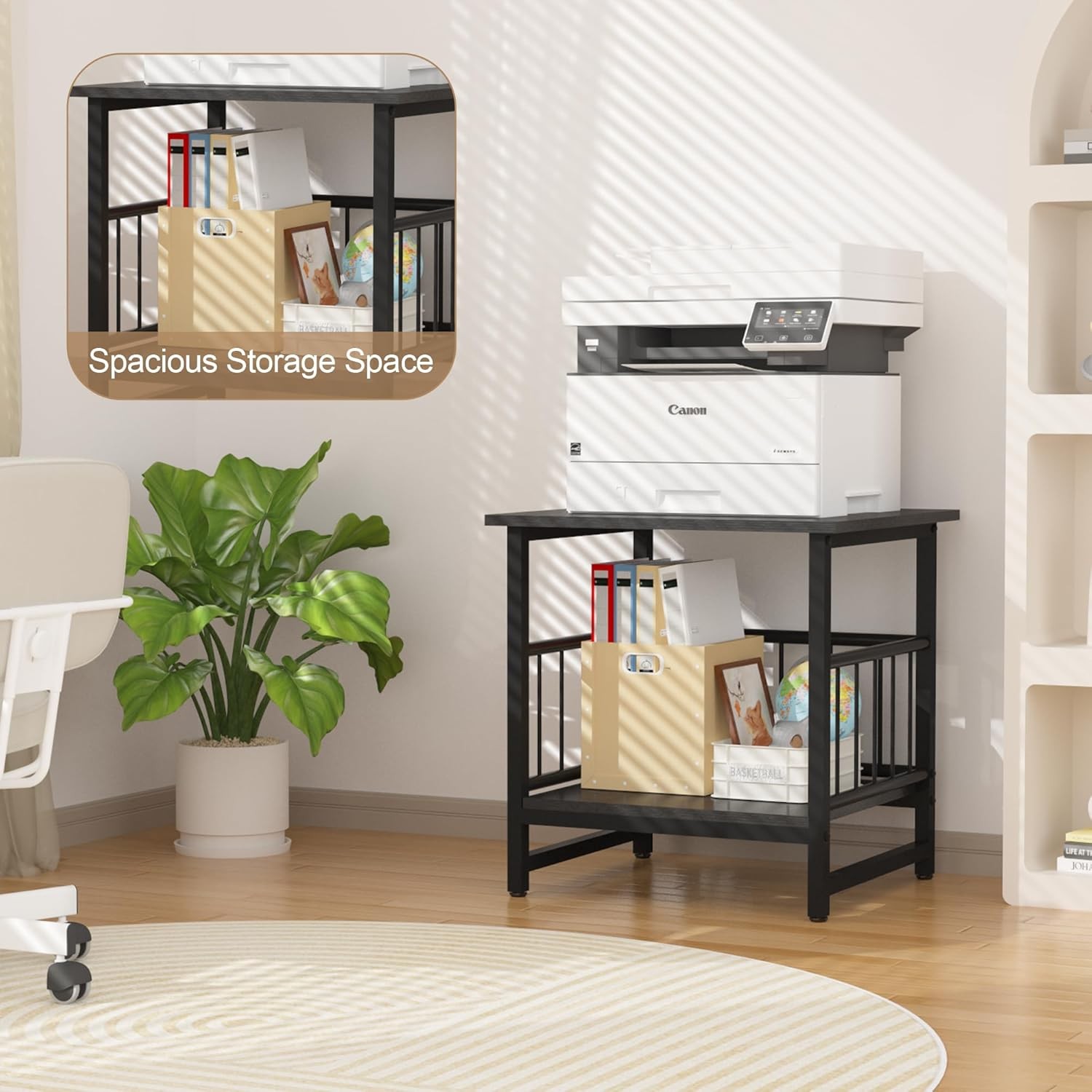 End Table, Industrial Side Table with 2-Tire Stora Shelf, 180LBS Mini