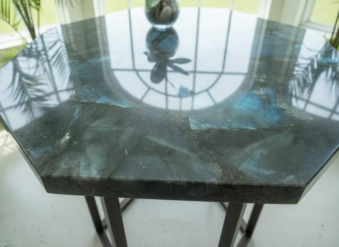 Labradorite Gemstone Coffee Table | Natural Crystal Handmade Luxury Table