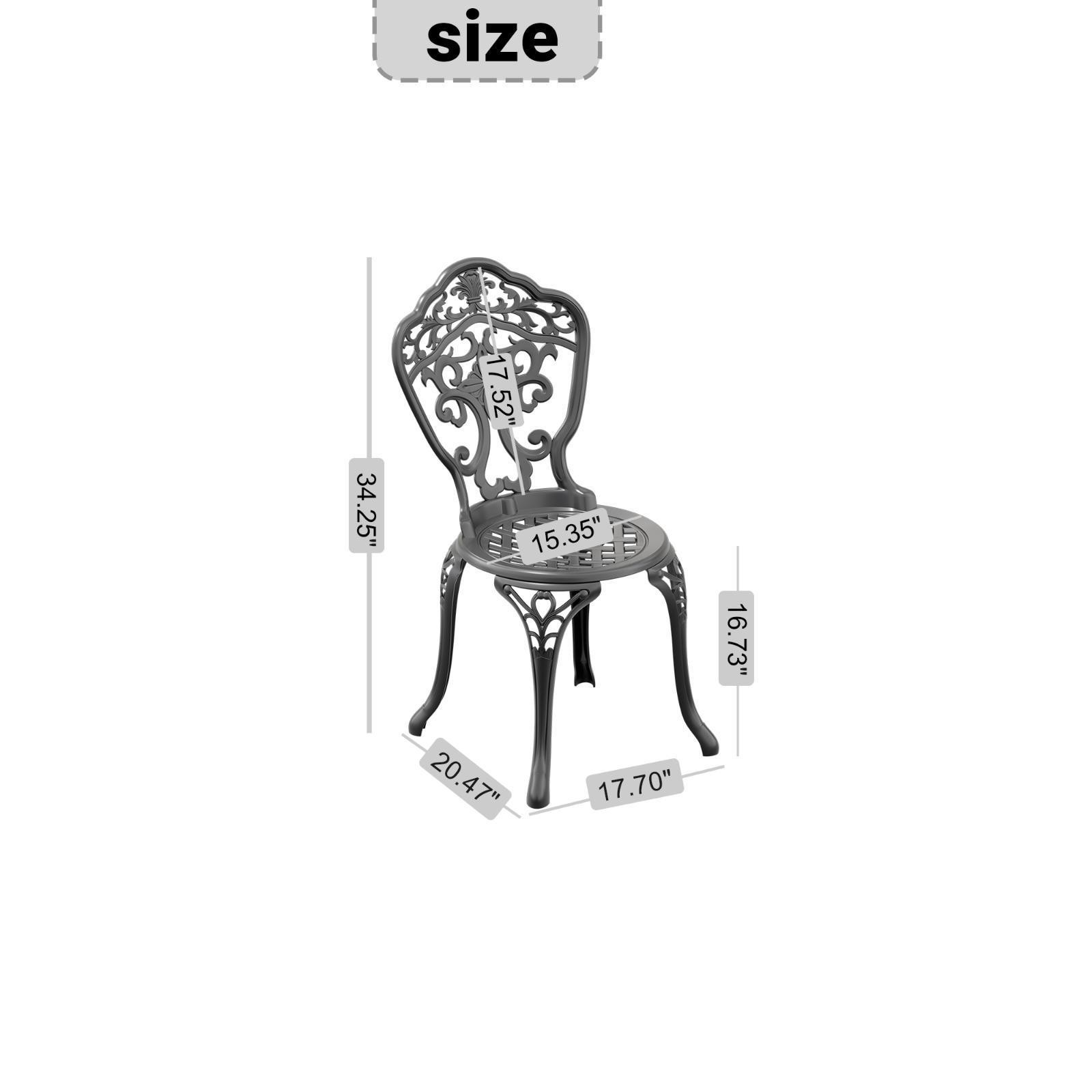 Luxury Cast Aluminum Outdoor Dining Chairs 2-Pack, Black Frame, , Comfortable