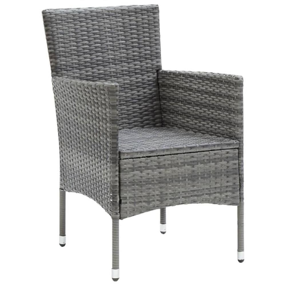 Bowery Hill PE Rattan & Steel Dining Set in Gray/Black/Dark Gray