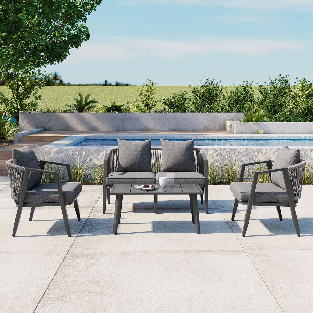 Patio Outdoor Conversation Set Wicker Rattan Sofa Sectional Sofa Yard Garden