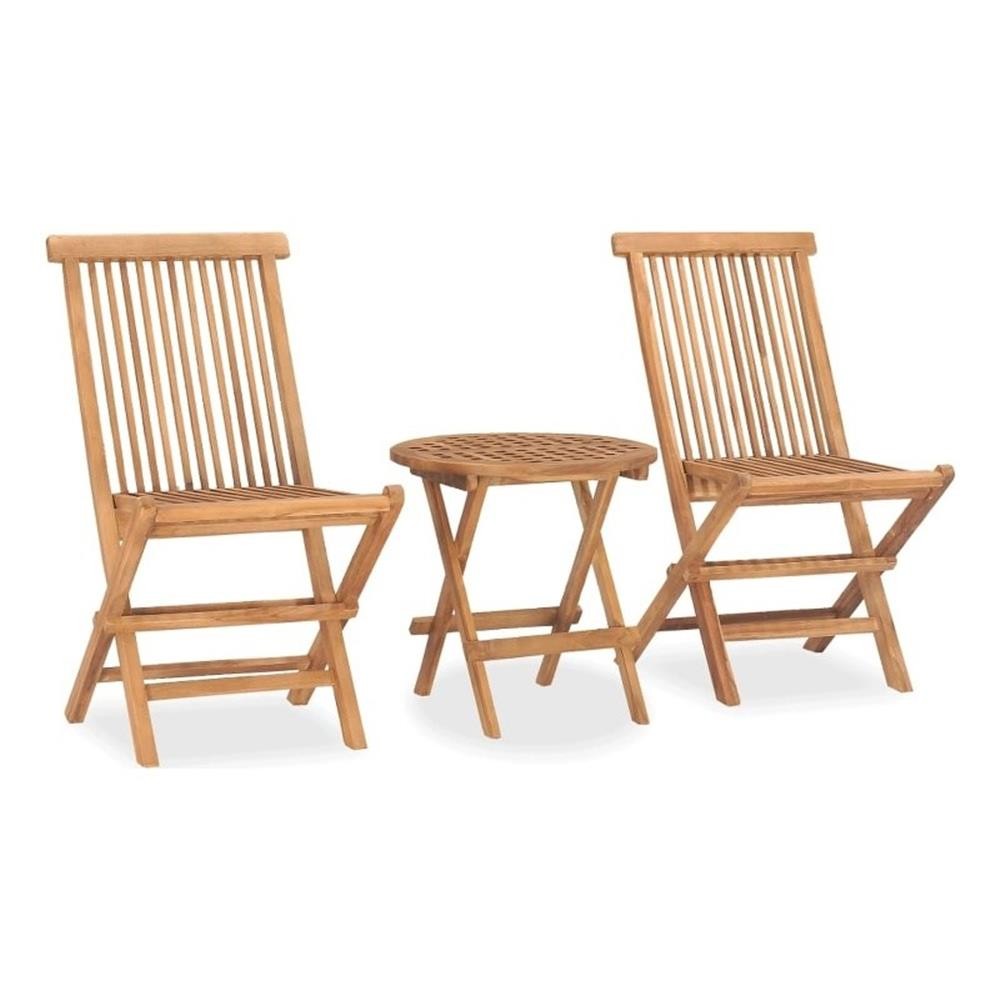Bowery Hill Smooth Sanded Teak HardWood Compact Outdoor Dining Set Natural/Brown