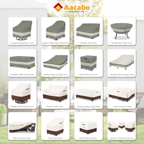 Patio Furniture Set Covers for 3 Piece Outdoor 3 Piece-L Beige – Chair Cover
