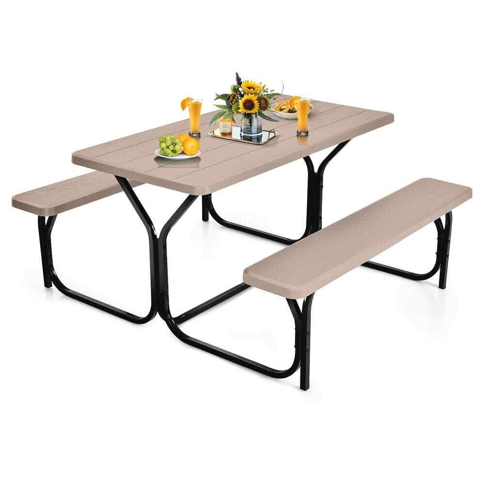 Metal Picnic Table Bench Set Outdoor Patio Garden Camping Dining 4-Seater