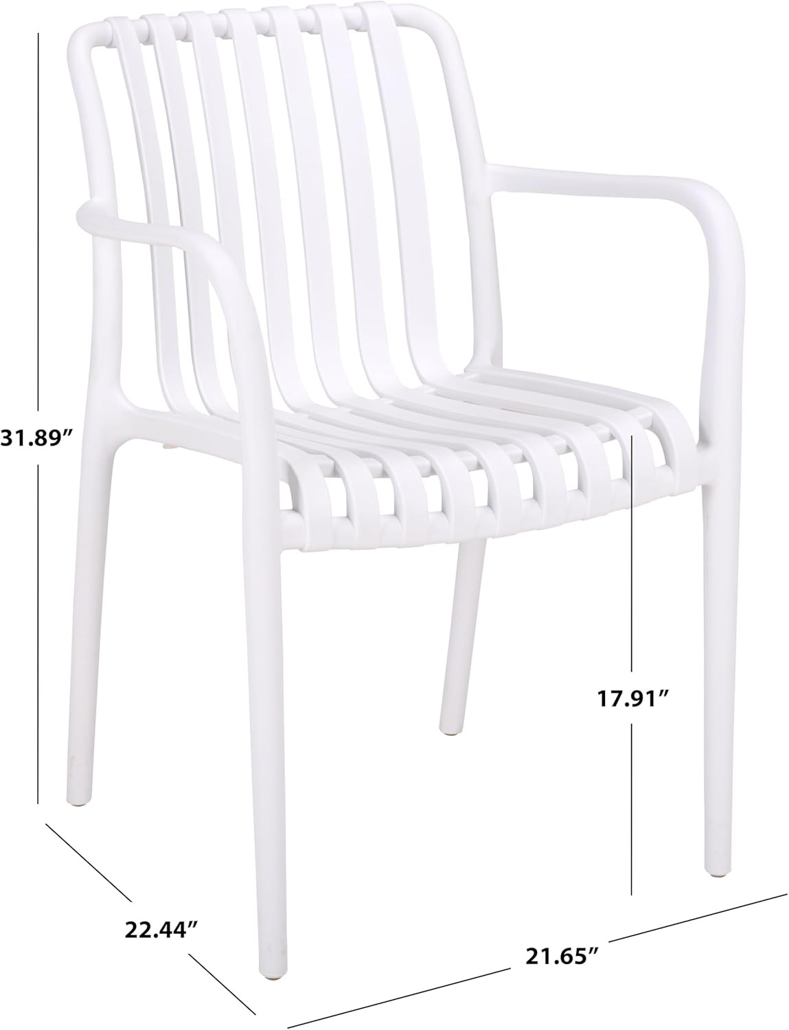 SAFAVIEH Outdoor Patio Furniture Collection – Holly White Stacking Dining Armcha