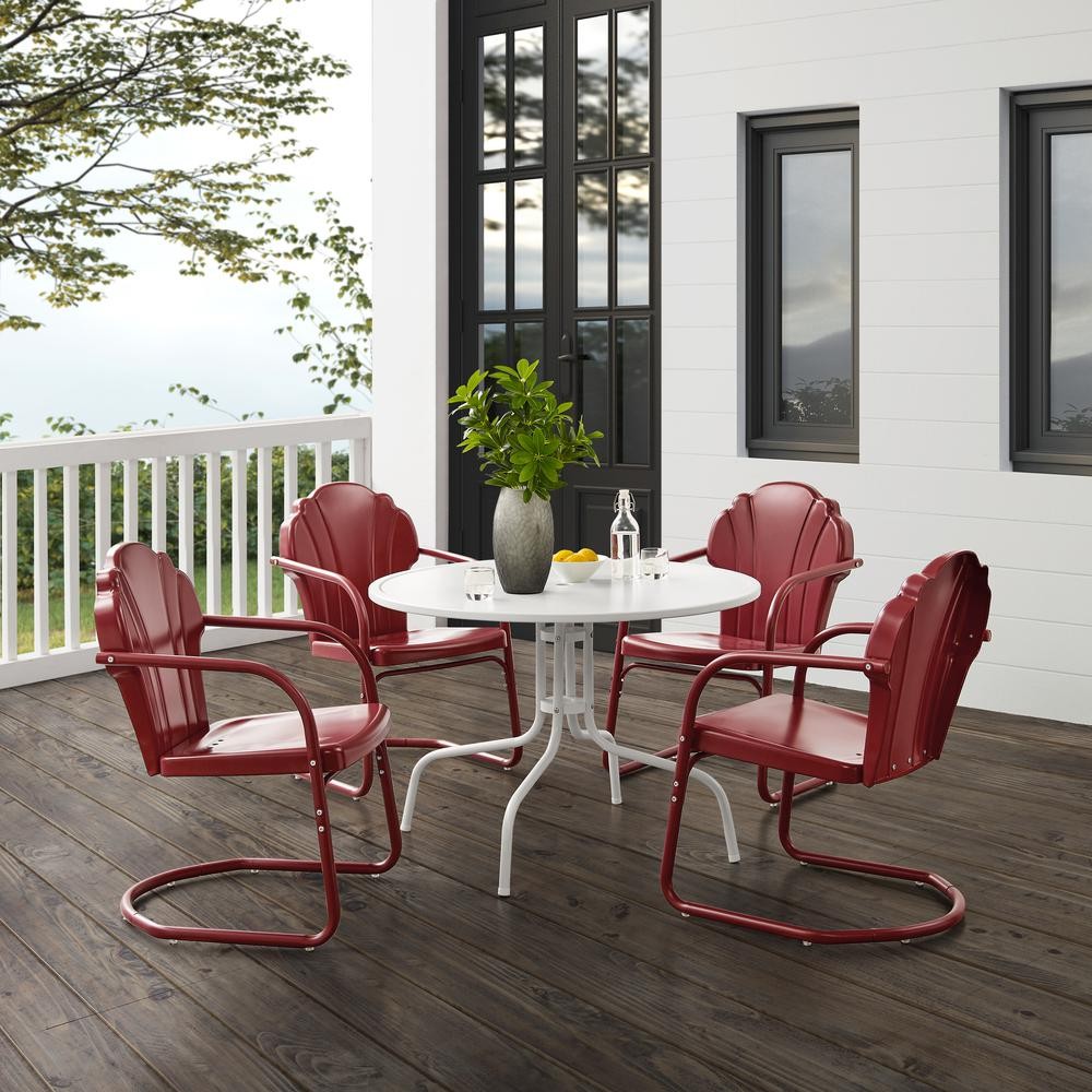 Tulip 5Pc Retro Outdoor Dining Set – Dining Table & 4 Chairs