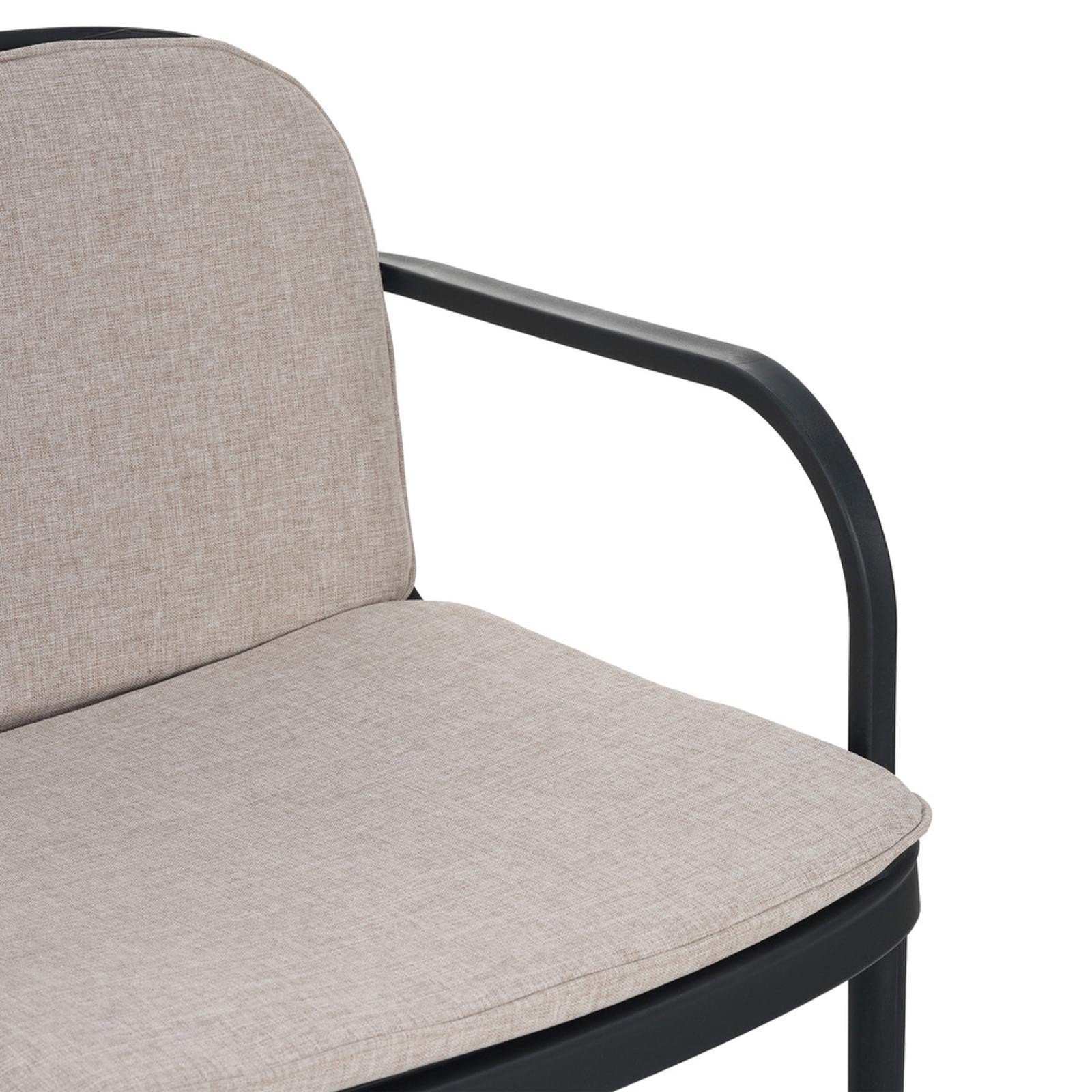 Weather-Resistant Patio Loveseat, Black Polypropylene Frame, Beige Cushion, Easy