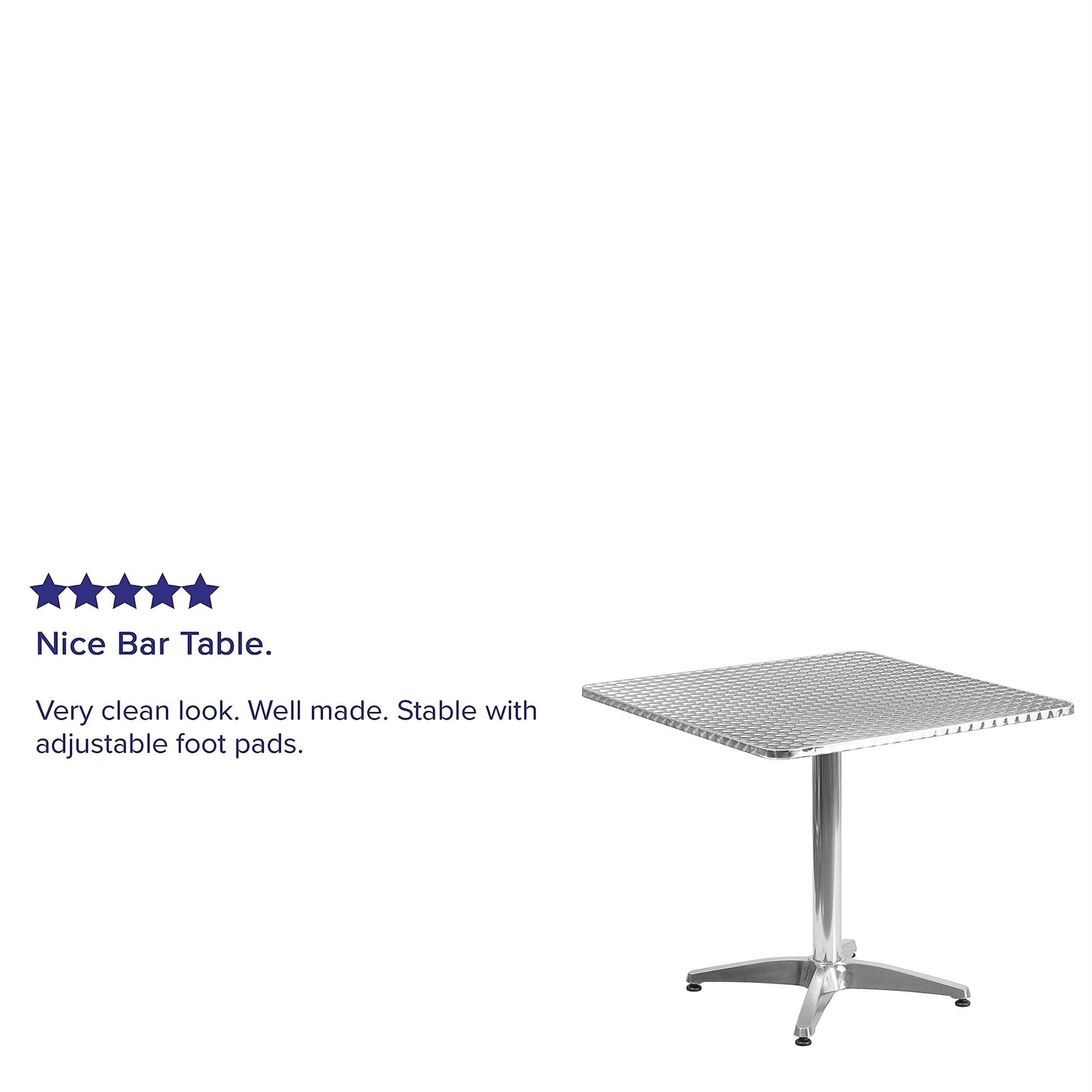 Bowery Hill 31.5″ Stainless Steel/Aluminum Square Bistro Table in Silver