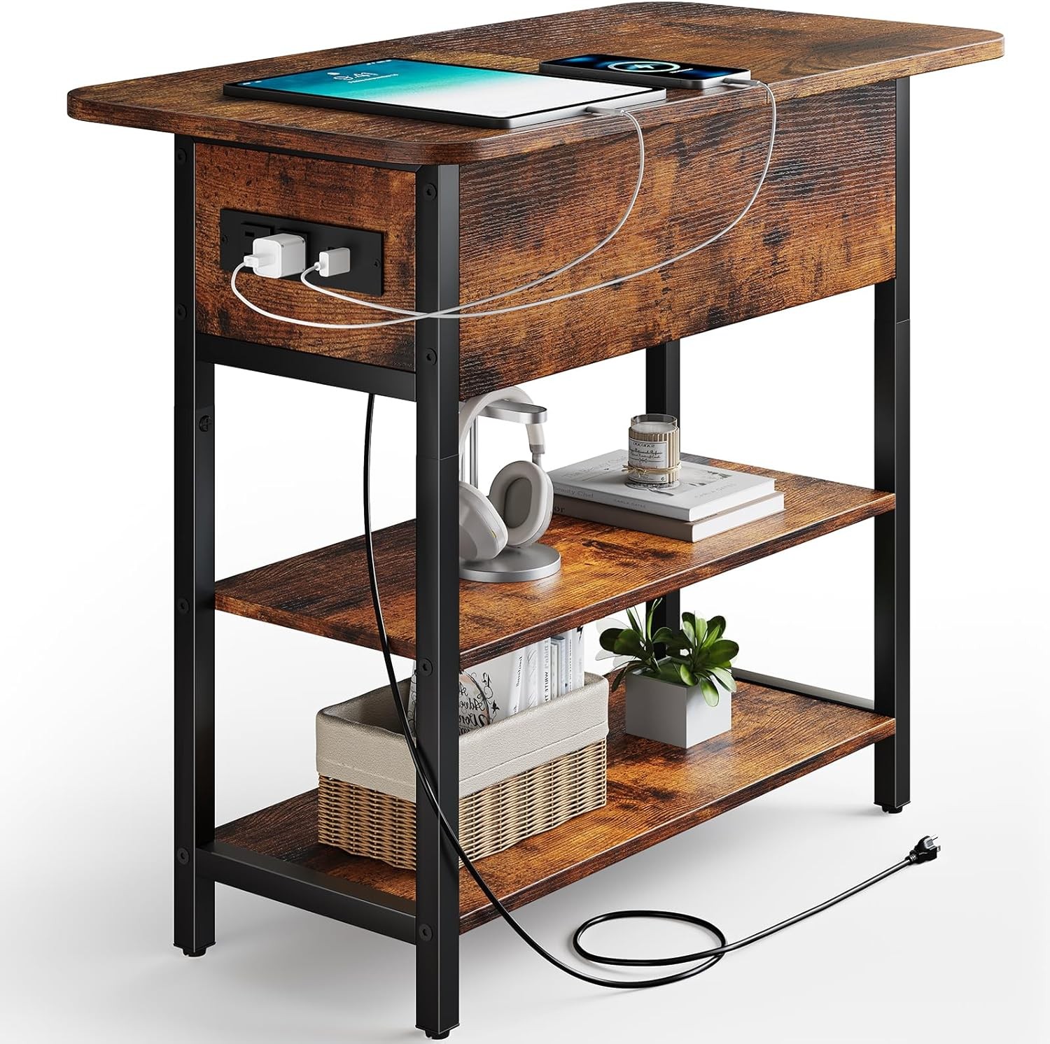 End Table with Charging Stat, Flip Side Table with USB