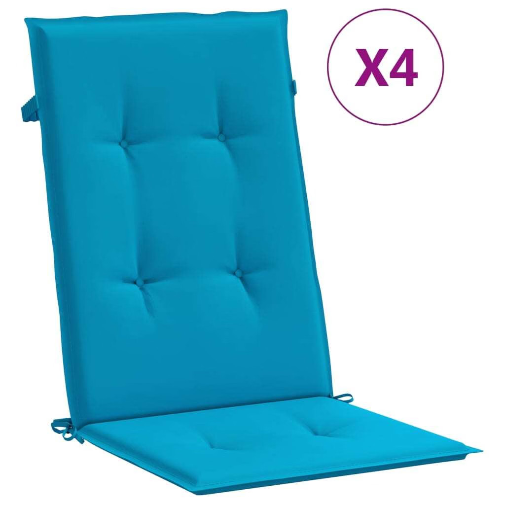 Garden Highback Chair Cushions 4 pcs Blue 47.2″x19.7″x1.2″ Fabric
