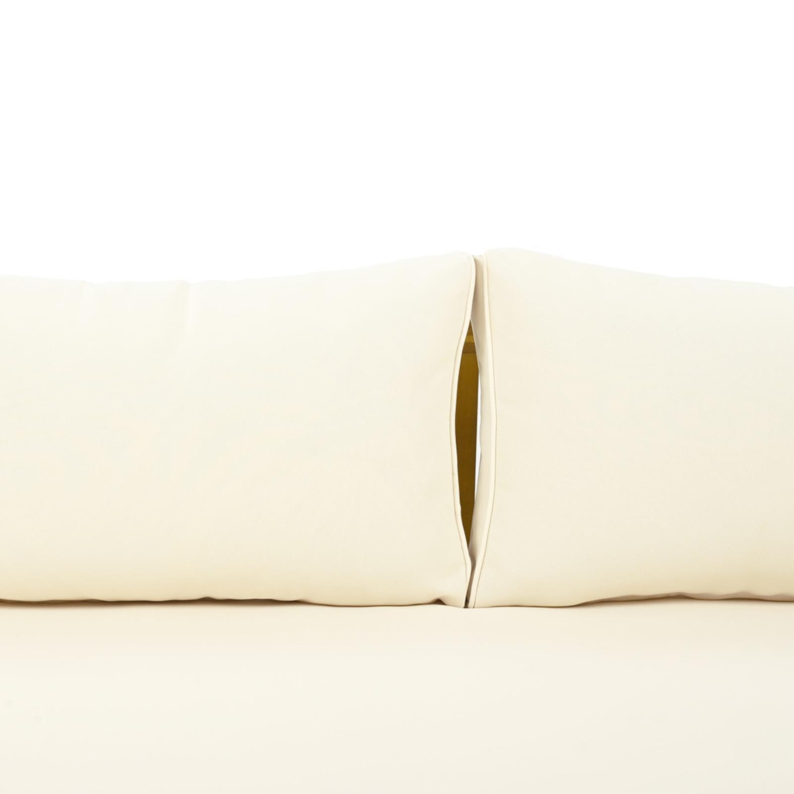 3-Seater Daybed with Acacia Wood Frame, Rattan Arms & Beige