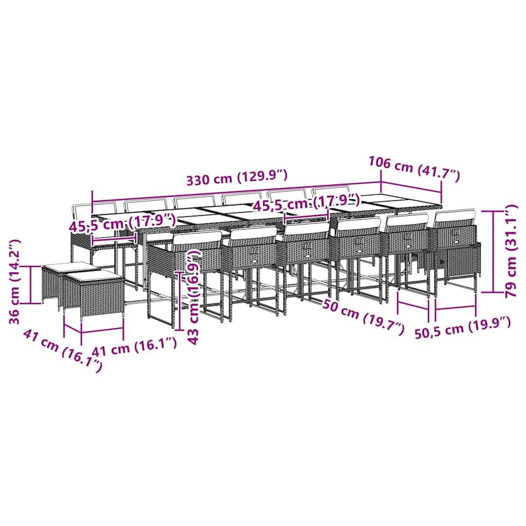Garden Dining Set Black and Brown vidaXL