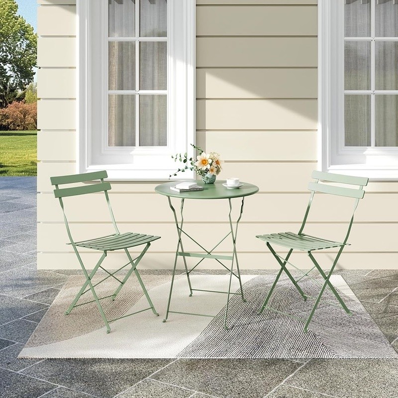 Weatherproof Folding Bistro Set Small Spaces Patio Dining & Relaxation New