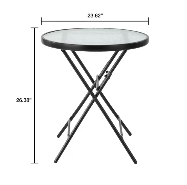 Mainstays 3 Piece Bistro Set – Albany Lane Folding Chairs & Glass Top Table