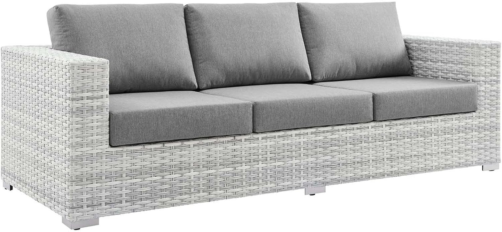 Stylish Light Gray Wicker Rattan Outdoor Sofa for Comfortable Patio Seating