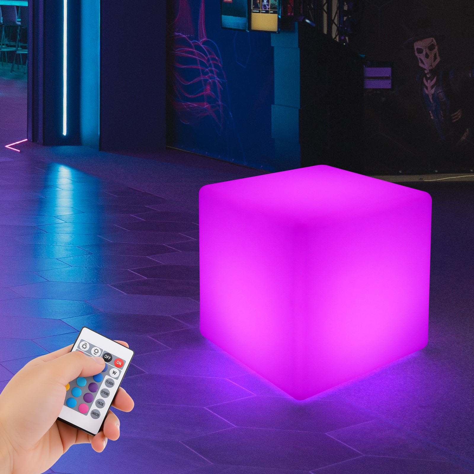 LED Glowing Cube Stool Chair 16 RGB Color Change Bar Party Yard Decor w/Remote