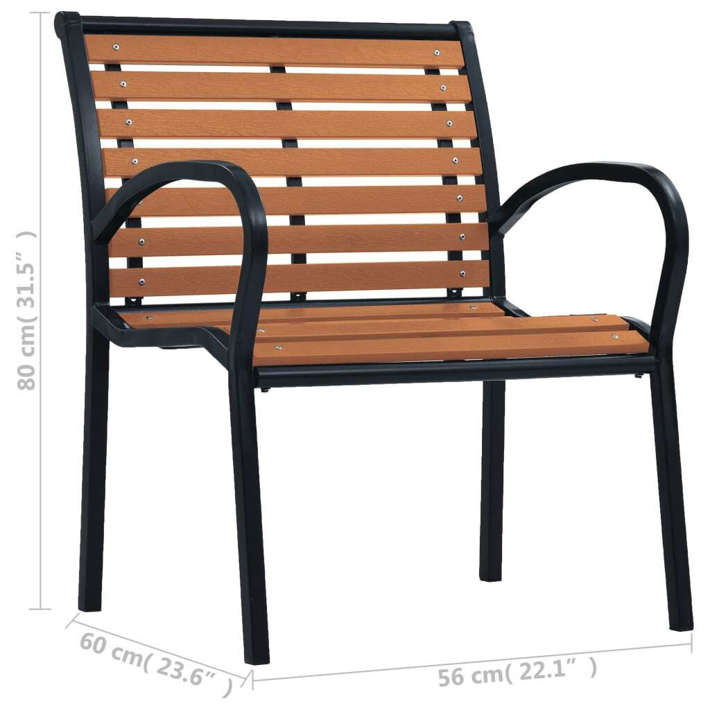 Patio Chairs 2 pcs Steel and WPC Black and Brown