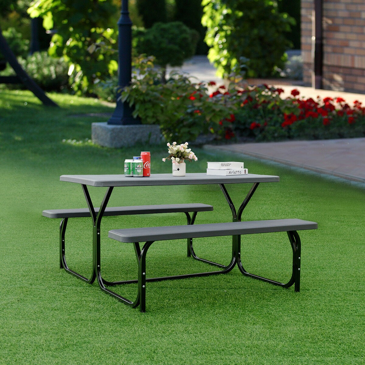 Costway Picnic Table Bench Set Outdoor Backyard Garden Party Dining All Weather