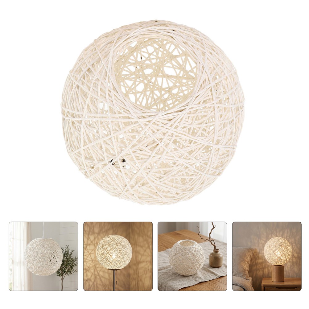 2pcs Rattan Ball Lamp Shade: Paper Wicker Pendant Light Cover – Sphere