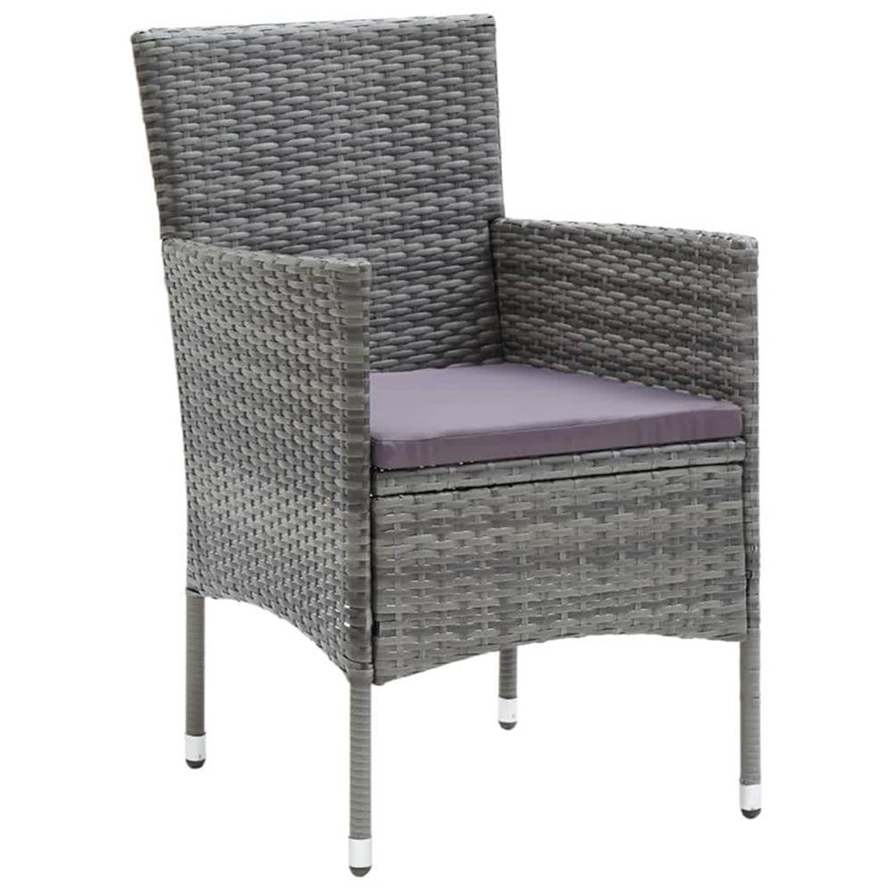 Bowery Hill PE Rattan & Steel Dining Set in Gray/Black/Dark Gray