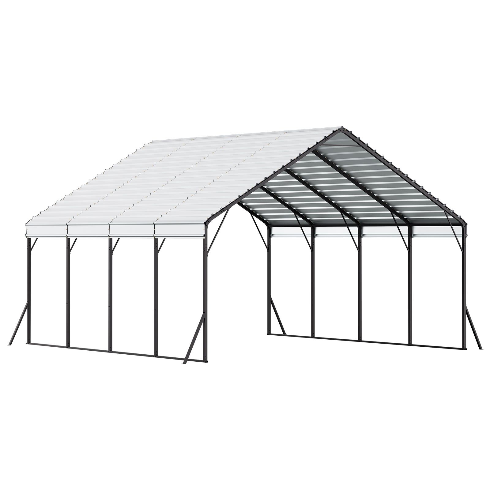 Heavy Duty Metal Carport, 20 x 20 ft Outdoor Carport with Sturdy Frame & Roof