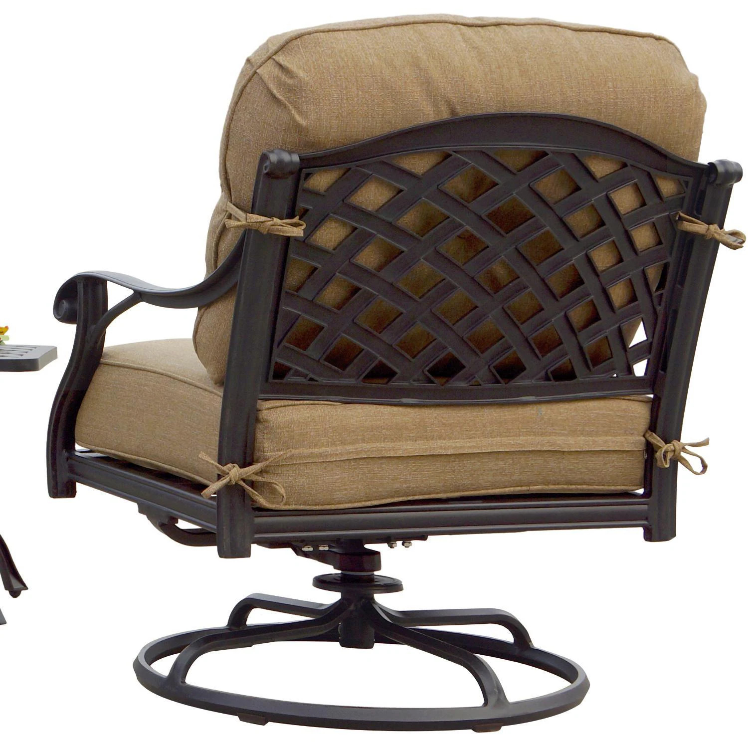 Nassau 4 Pc Cast Aluminum Fire Pit Seating Set 47 Inch Table Swivel Rockers &