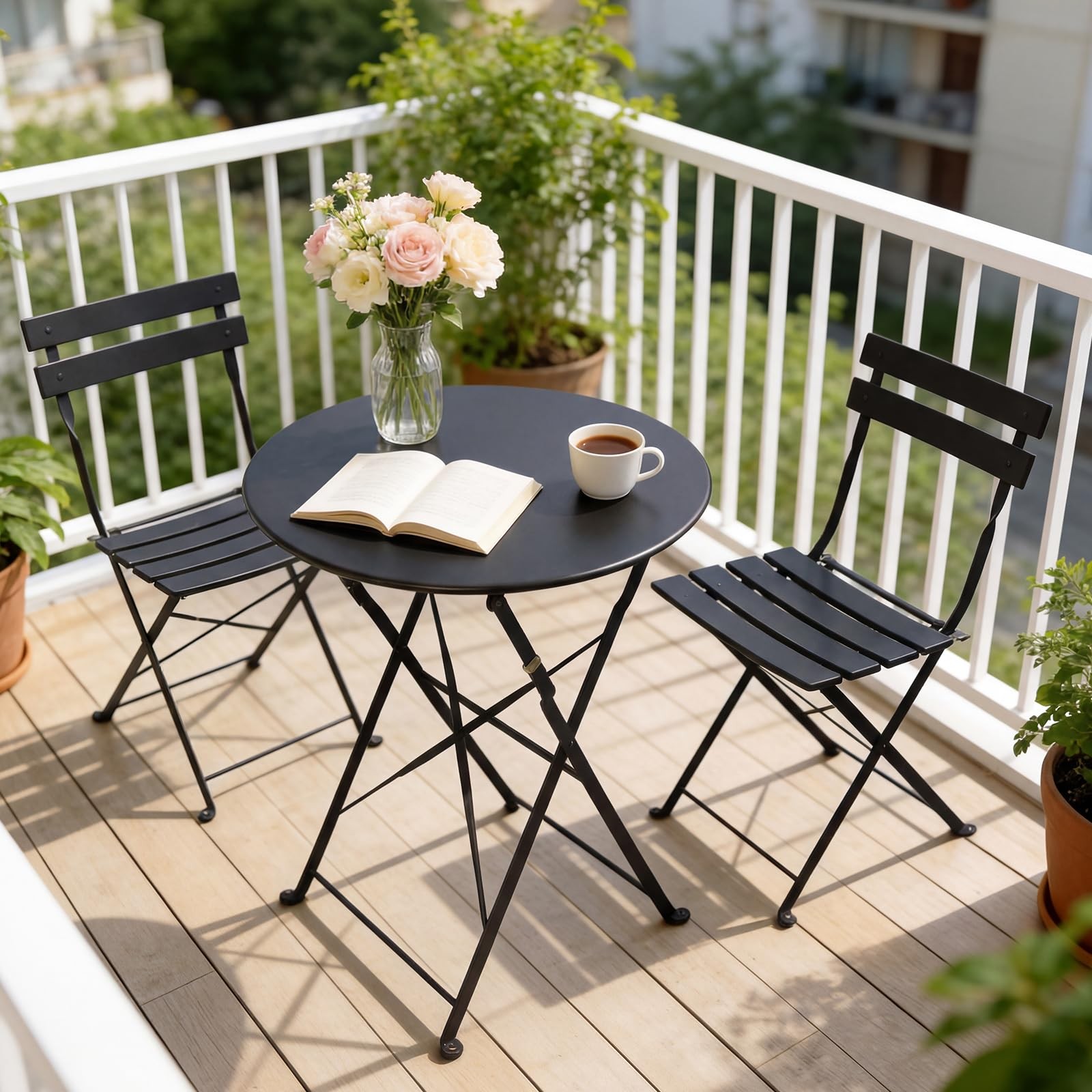 Grand patio 3-Piece Folding Bistro Set, 2 Chairs and 1 Table, Weather-Resistant
