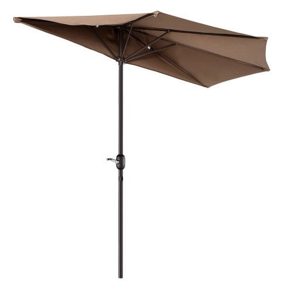 9FT Outdoor Half Patio Umbrella – Balcony Furniture, Brown