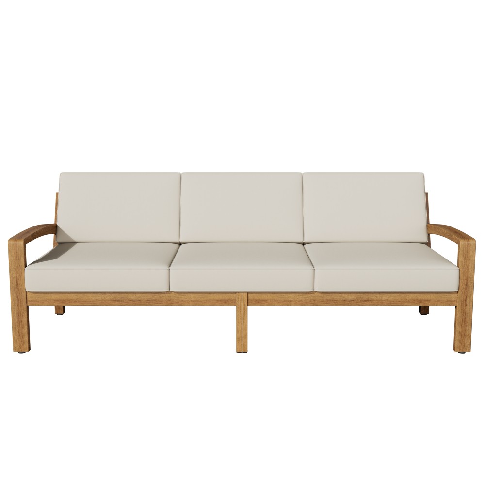 3-Piece Acacia Wood Patio Sectional Set L-Shaped Outdoor Sofa Garden Couch Set