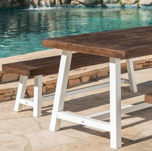 Picnic Table Dining Set Party Outdoor Garden Bench BBQ Brown Rustic October Fest
