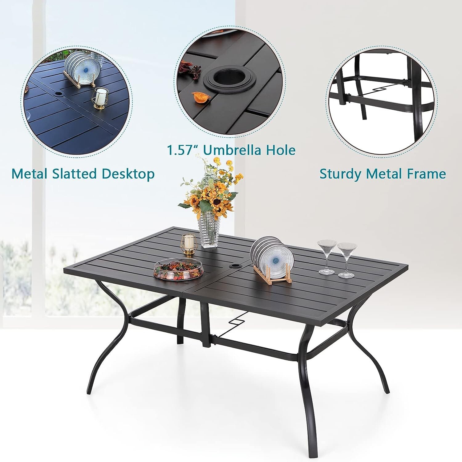 7 Pieces Patio Table Chairs Sets Outdoor Rocker Swivel Dining Chair Metal Table