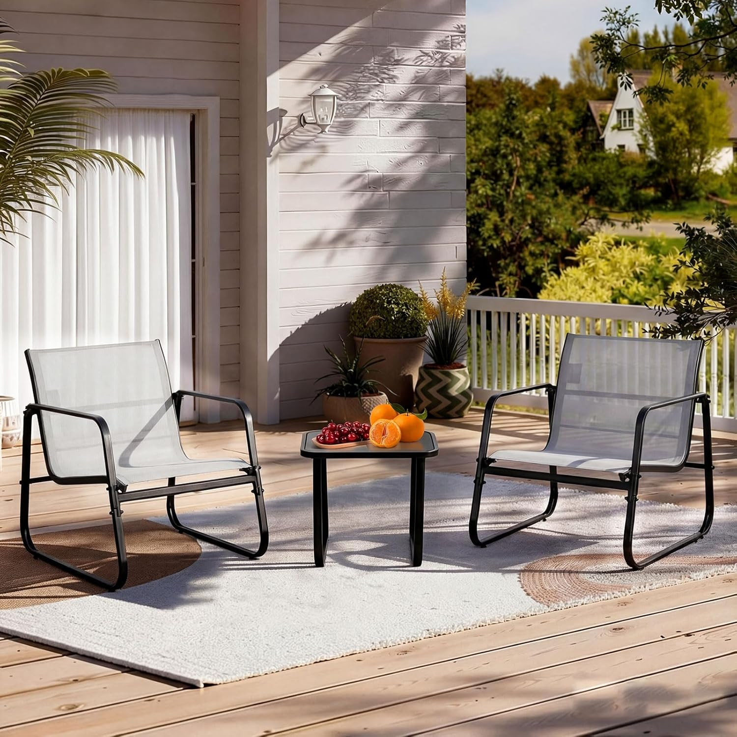 3 Piece Patio Furniture Set，Outdoor Patio Furniture Set with Table, Patio Sectio