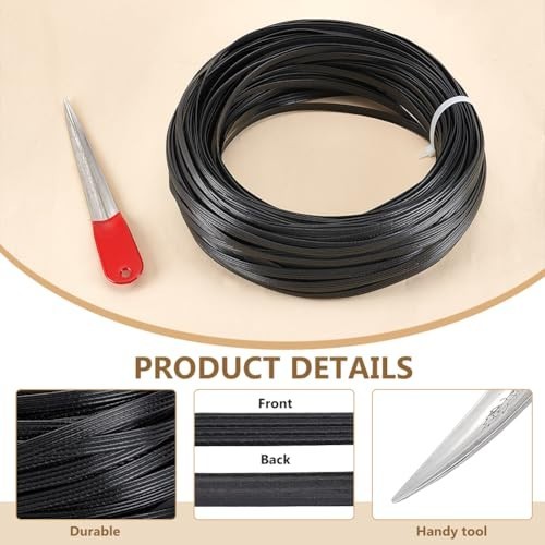 Black Wicker Repair Kit – 229ft Plastic Rattan Weaving Tool for Furniture, Chair