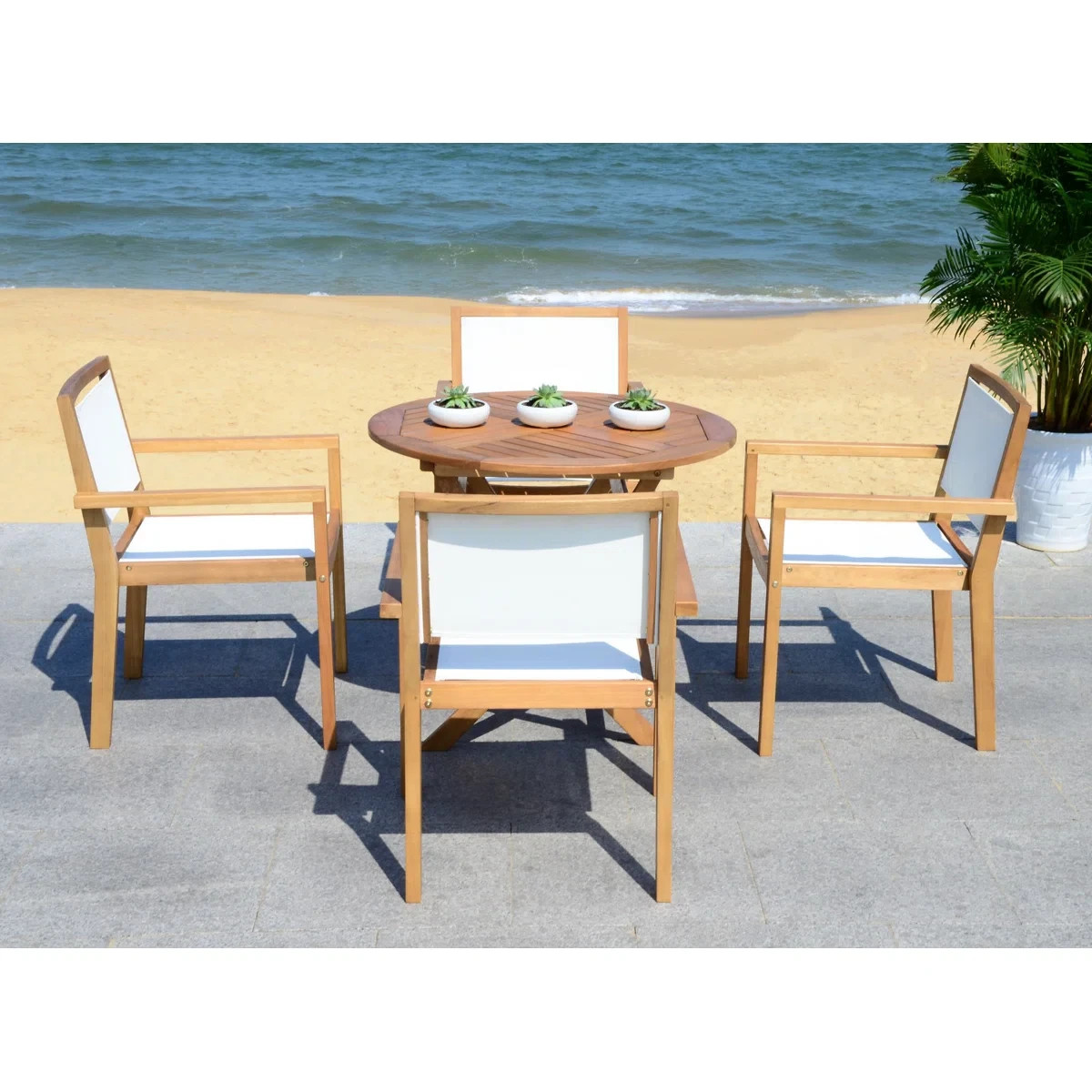 Patio Dining Set (5 pc) (Solid Wood) (Free Shipping)
