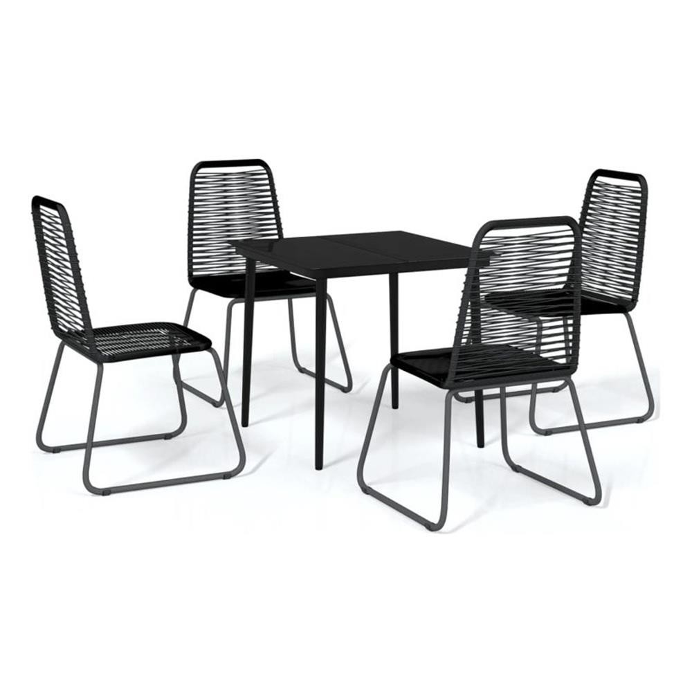 Bowery Hill Contemporary Powder-Coated Garden Dining Set in Black