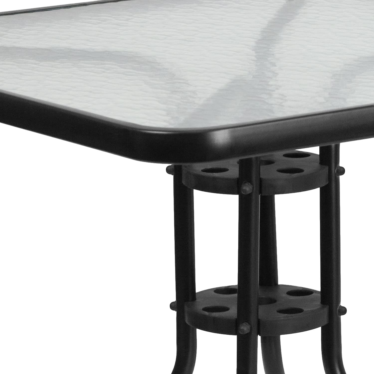 Flash Furniture 31.5″ Square Glass Top Patio Dining Table in Black